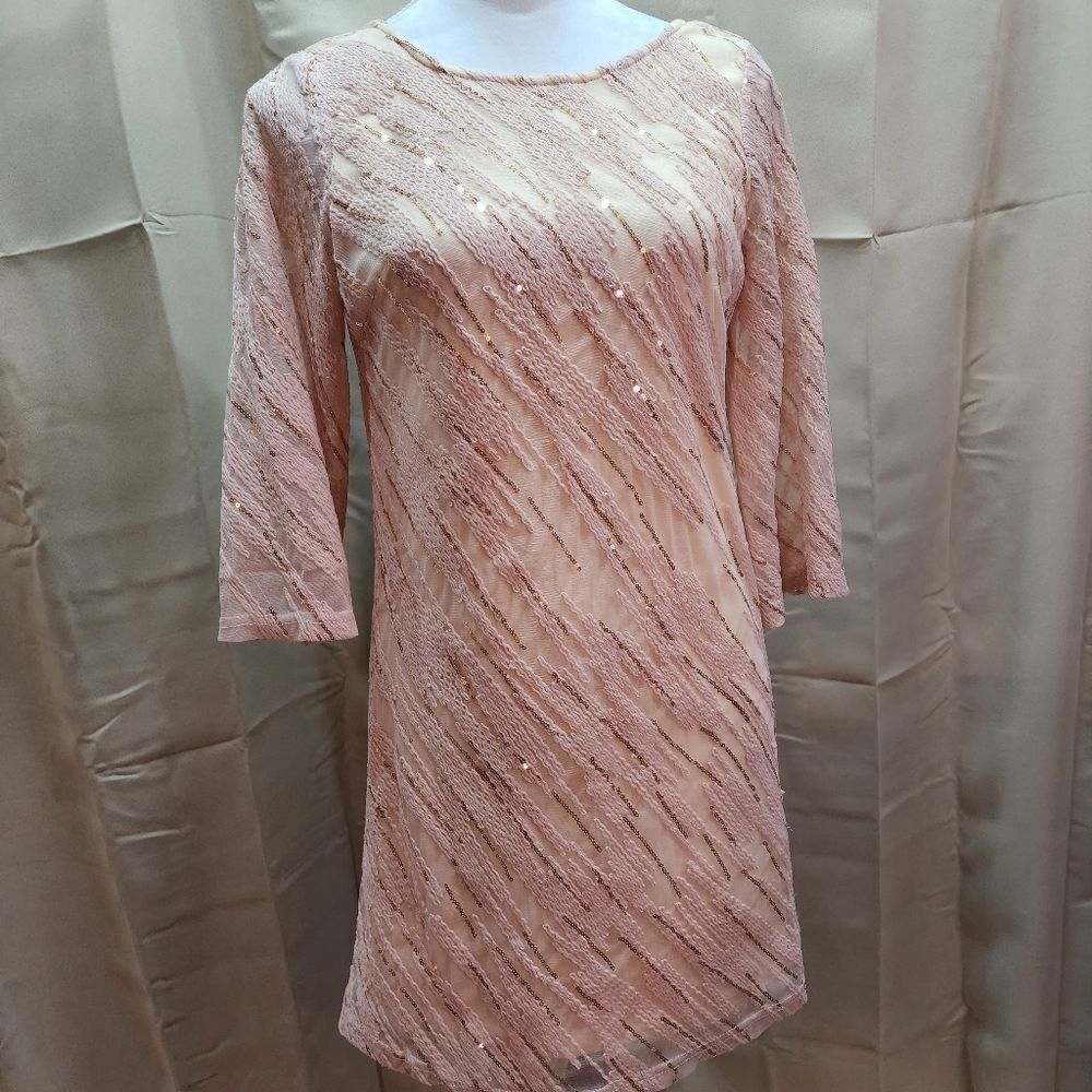 Ark & Co When You Dream Pink Sequin Mini Dress Size Small - Picture 4 of 14